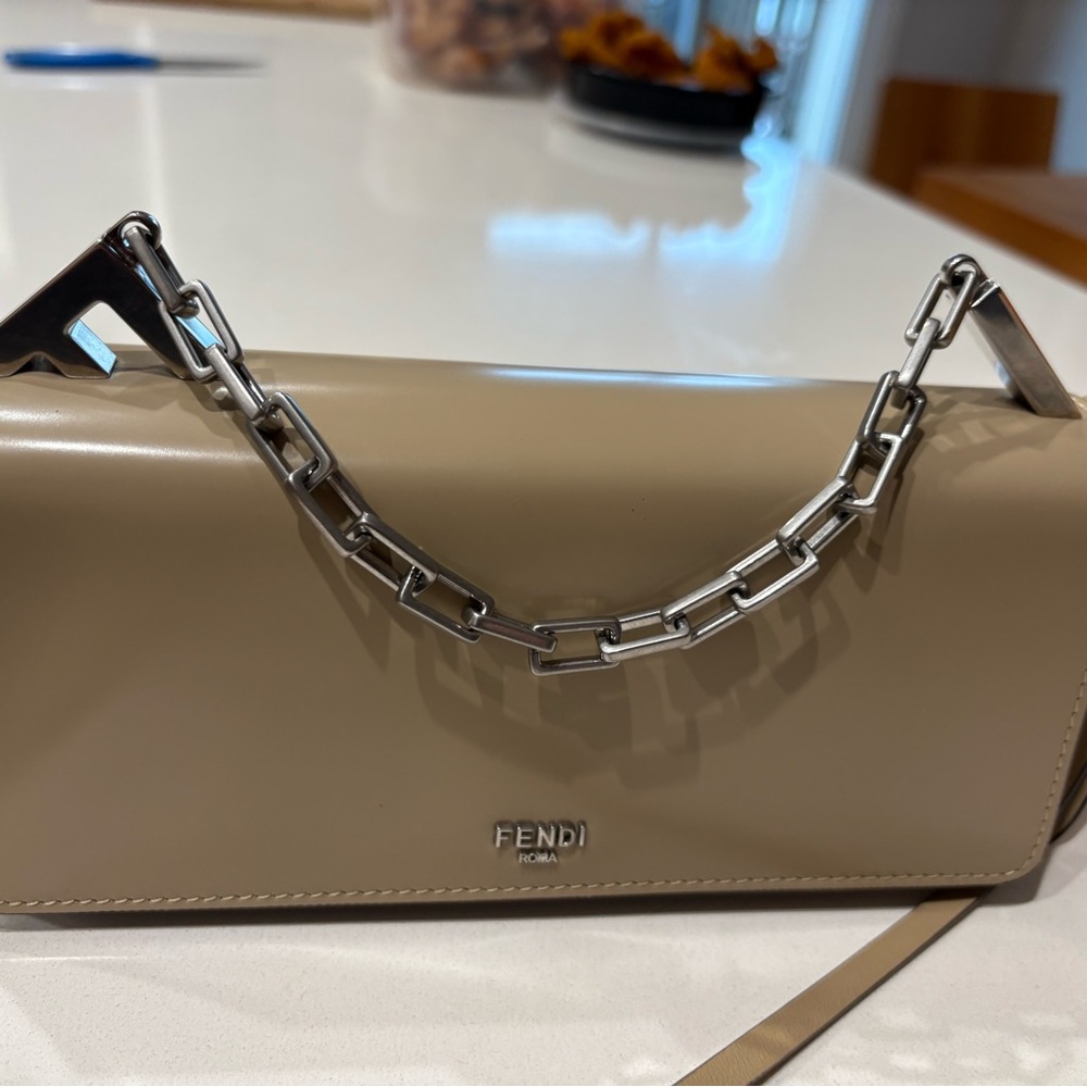 Fendi Structured Shoulder Bag with Metallic Handles